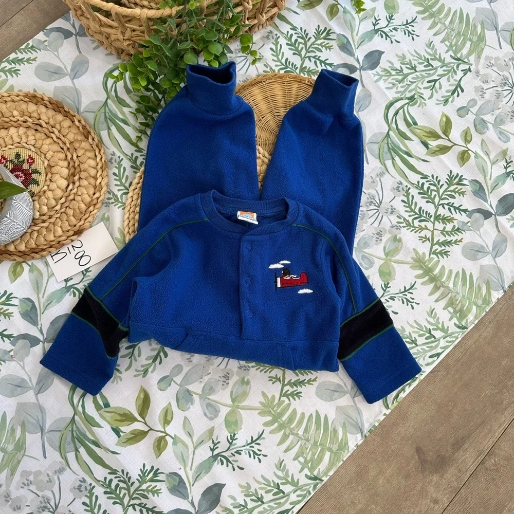 Vintage Y2K Gymboree Airplane Embroidered Coveralls Jumpsuit Cozy 12-18M Boy